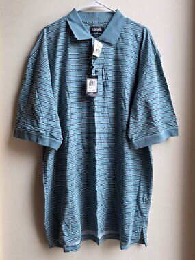 NWT Ashworth Blue Striped Golf Polo Shirt Big & Tall Size XXL